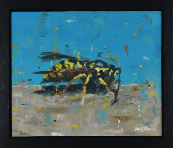 Solitary Wasp - Insect Painting - Deep Framed Oil On Board