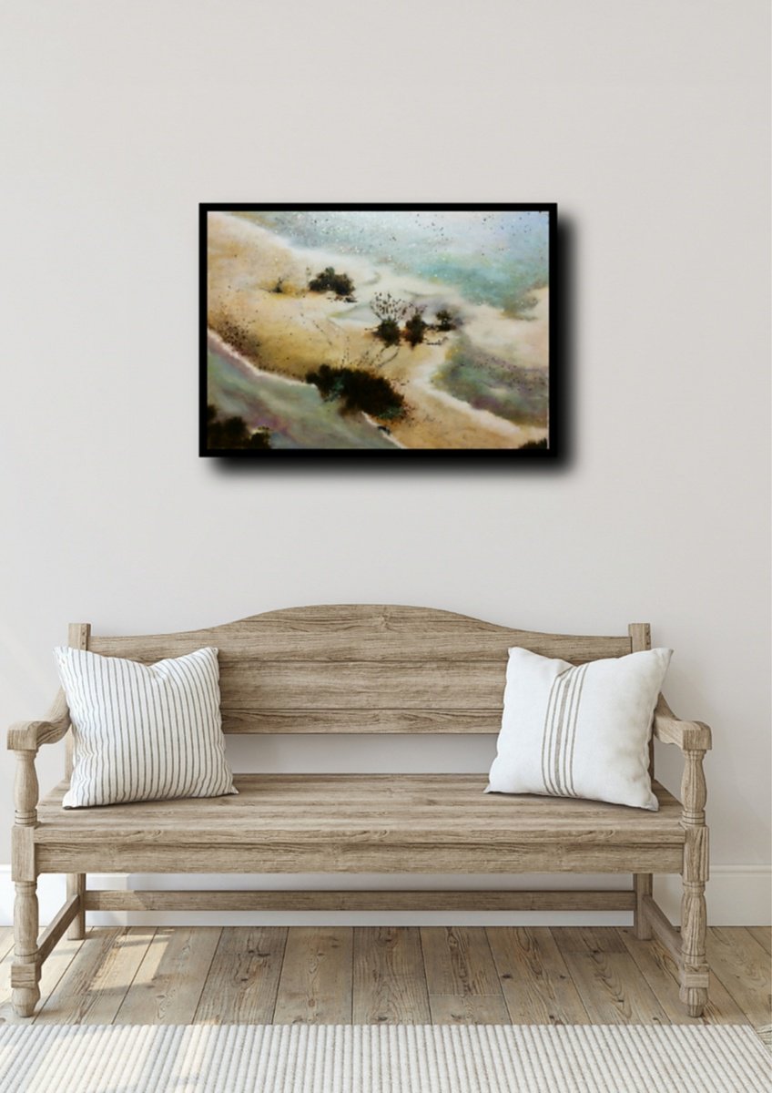 Impressionistic Landscape Oil Painting By Daniela Roughsedge, 17 X 13, Wetlands, Original Artwork