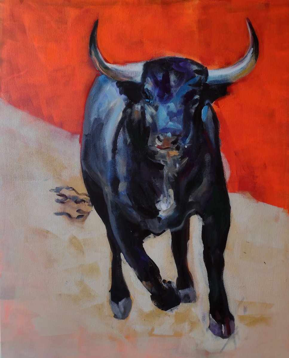 Expressive Animal Acrylic Painting By Marina Del Pozo, 32 X 39", Ingobernable, Original Artwork