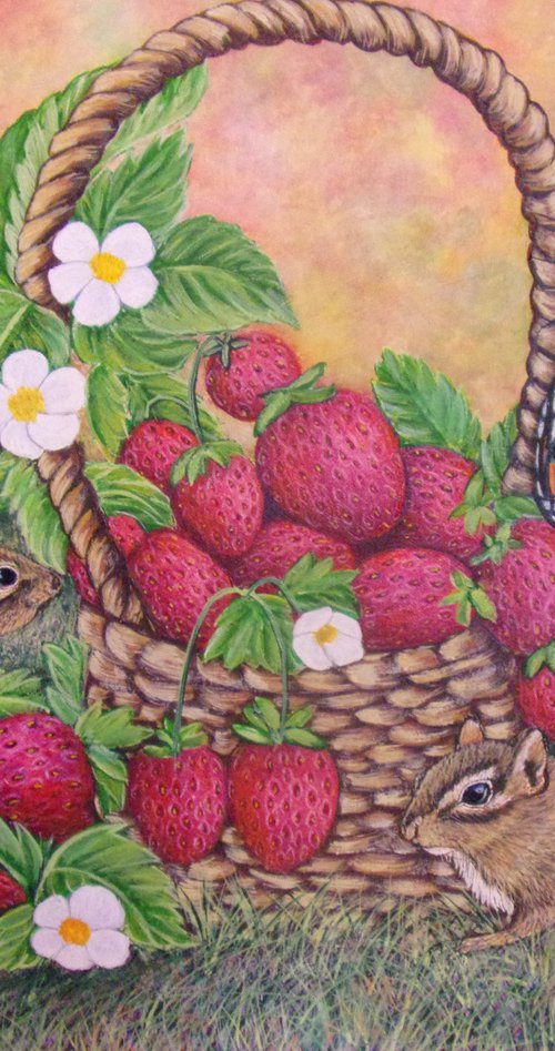 Chipmunks and strawberries by Sofya Mikeworth