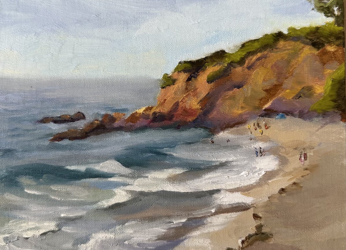 Impressionistic Landscape Oil Painting By Grace Diehl, 8 X 6, Crescent Beach, Original Artwork