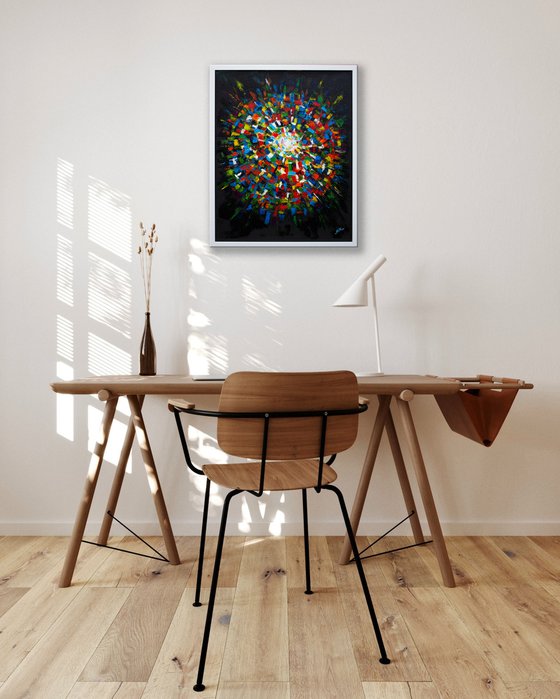 Framed Abstract oil painting THE SPECTRUM