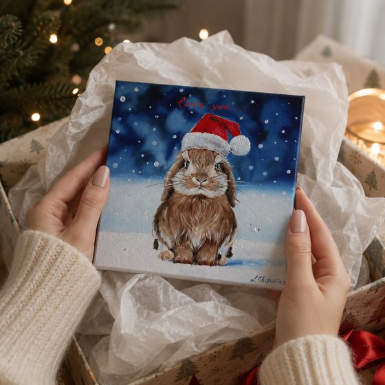 Christmas Bunny in Snow