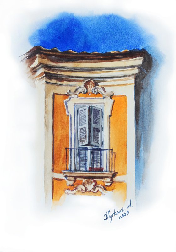 Watercolor sketch of memories from Italy