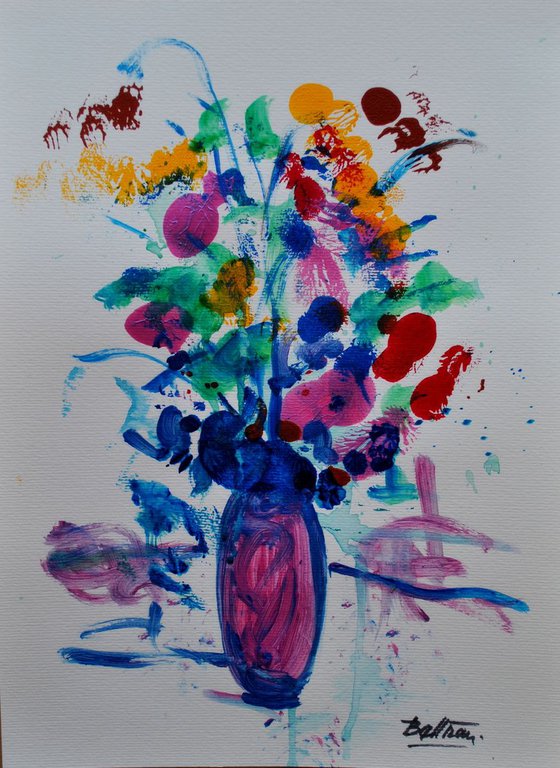 le vase japonais aux fleurs iridescentes / 11,81 x 15,75 in.(30x40cm) / 2018