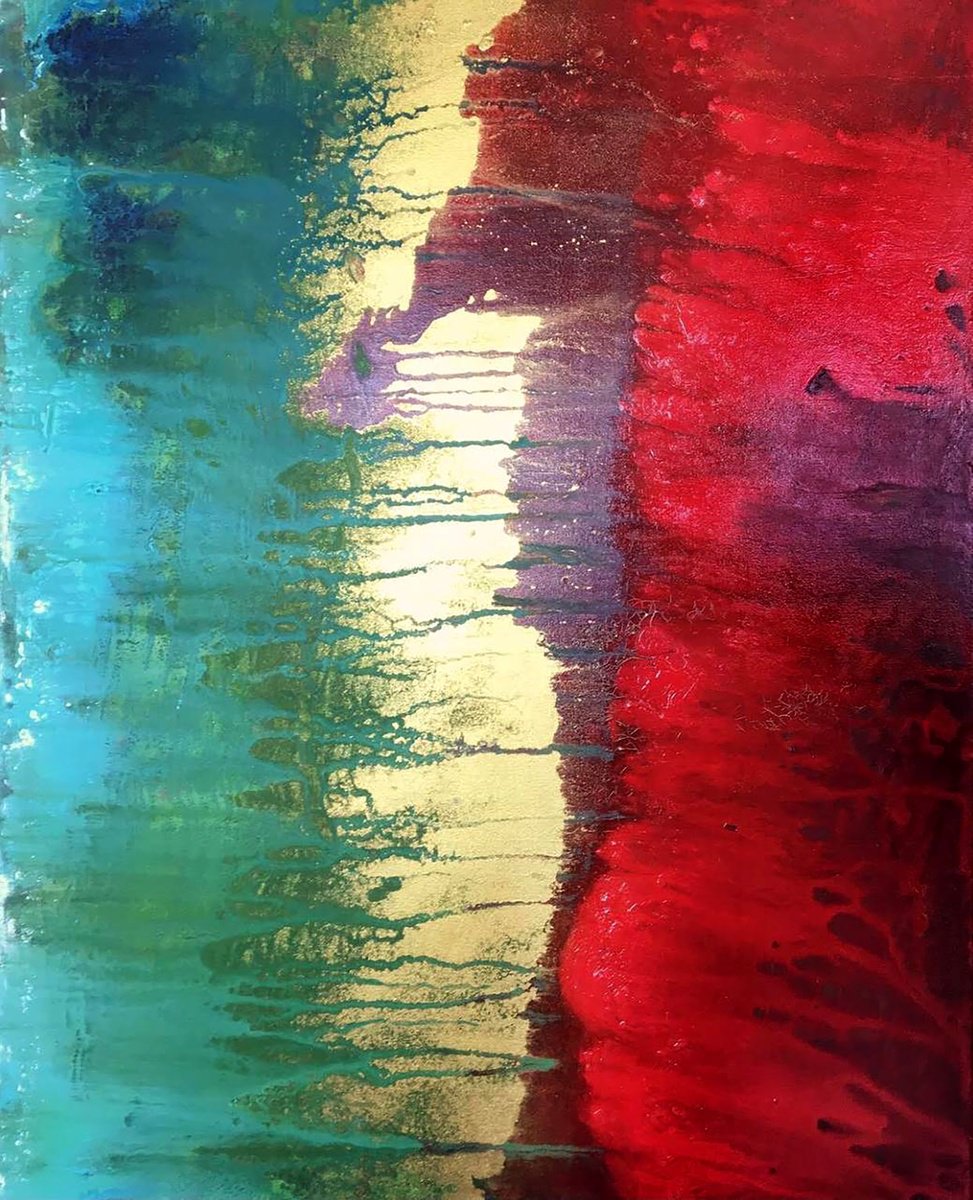 Impressionistic Abstract Acrylic Painting By Olga Melezhik, 28 X 35", Excitation, Original Artwork