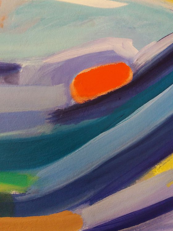 La Mare (The Pond) 29.1x 43 inches  | Large Abstract Landscape |