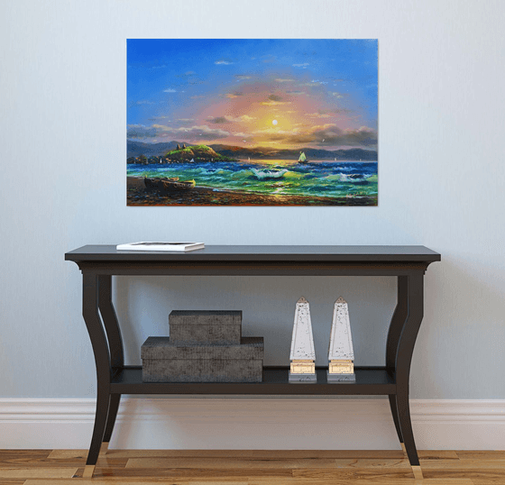 Lake Sevan (60x90cm, oil painting)