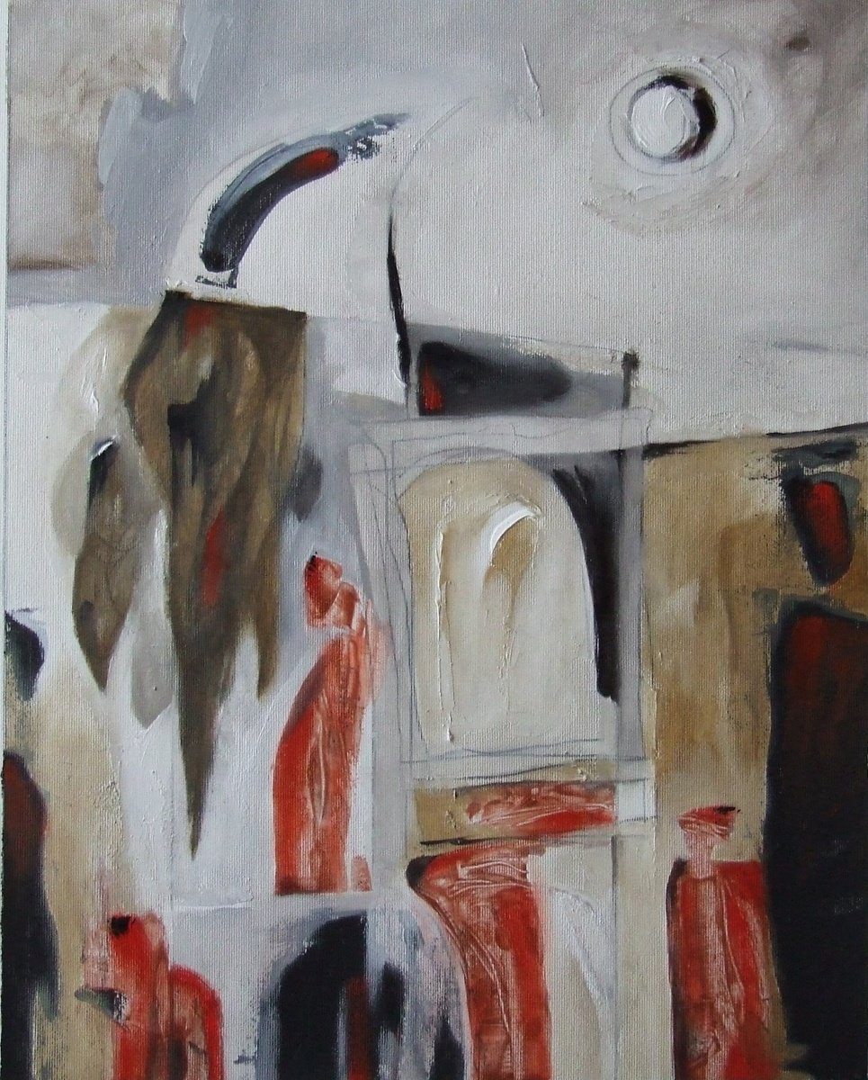 Abstract Oil Painting By Csaba Csendes, 15 X 19, Odaat, Original Artwork