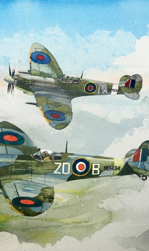 A pair of Spitfire mark IX by John Lowerson