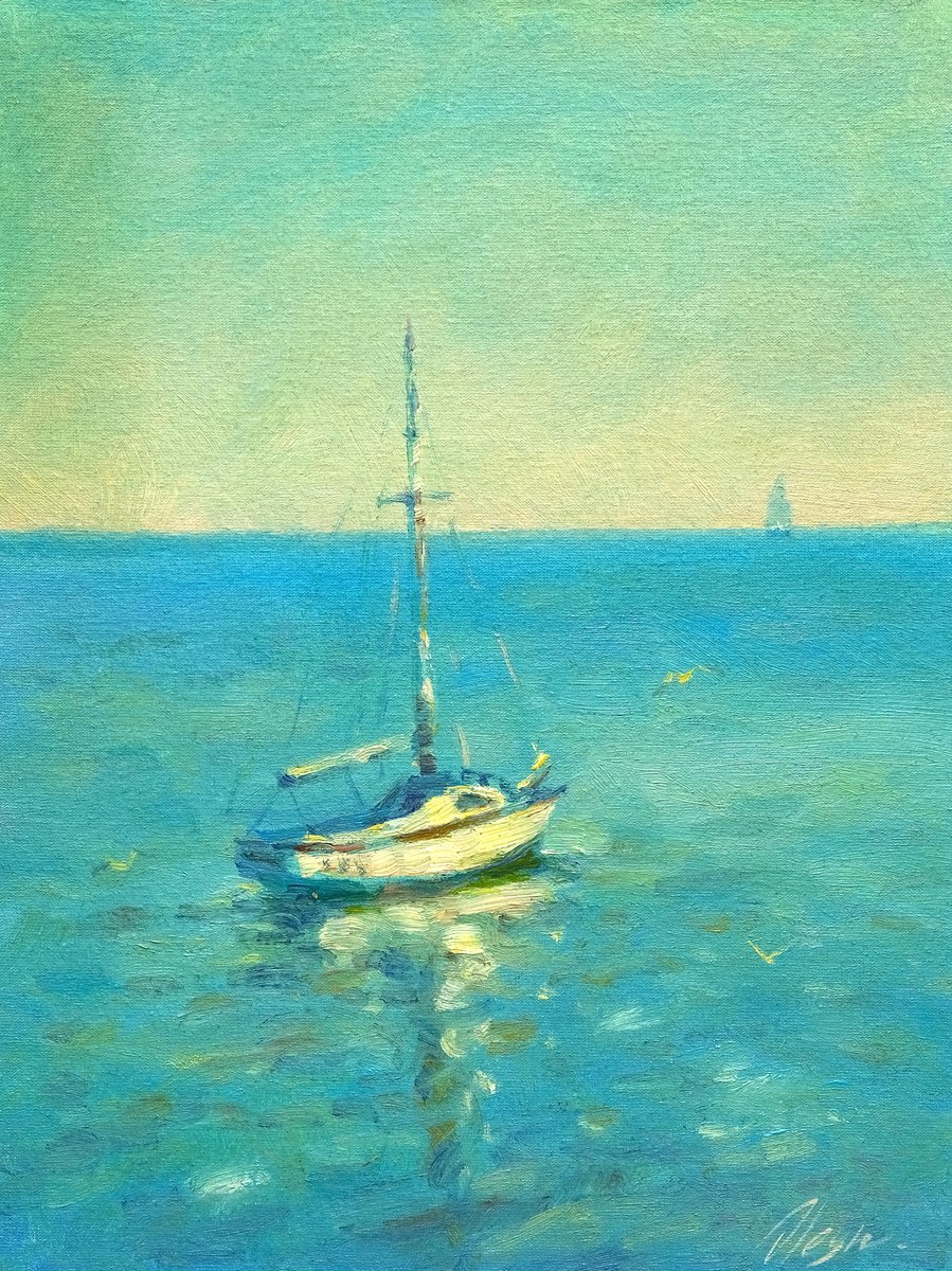 Impressionistic Landscape Oil Painting By Dmitry Oleyn, 12 X 16, Evening, Original Artwork