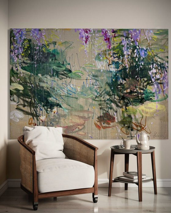 Wisteria over the pond