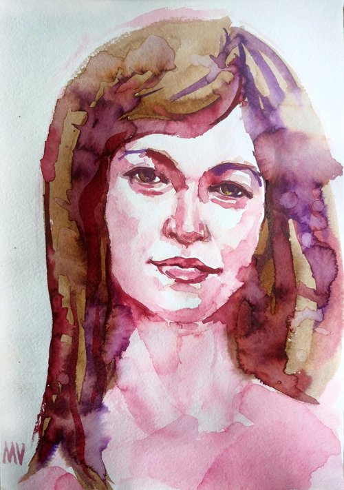 Have you seen that movie? - GIRL PORTRAIT - ORIGINAL WATERCOLOR PAINTING. by Mag Verkhovets