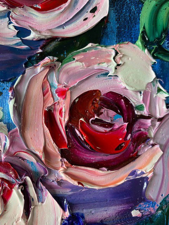 Flowing Roses in Blue