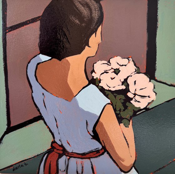 Woman after Date Small Original Painting