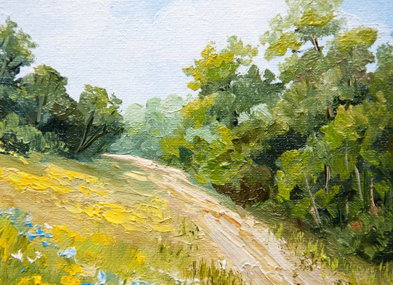 Summer day. Oil painting. 8 x 8 in.