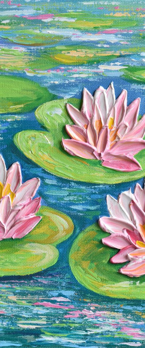 Pink Water Lilies Pond by Olga Tkachyk