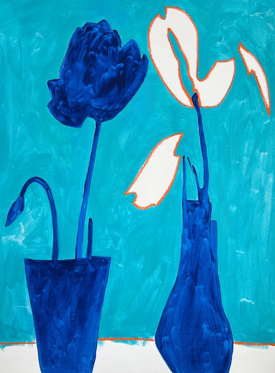 Flowers on Blue Background