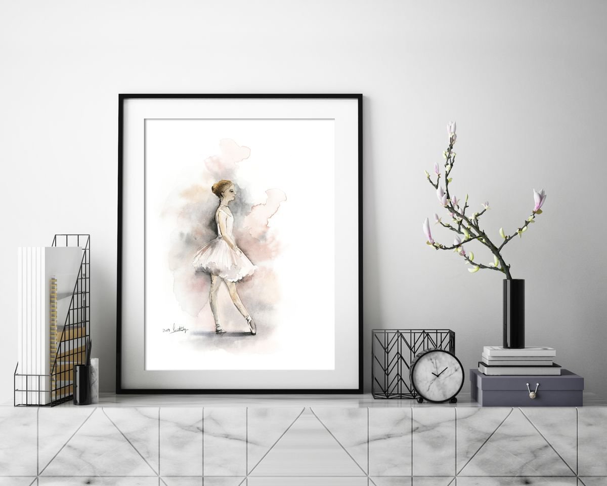 Little ballerina in dusty pink and grey n.5 by Sophie Rodionov