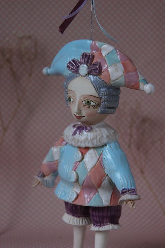 Harlequin.  Bell Doll, Hanging sculpture by Elya Yalonetski