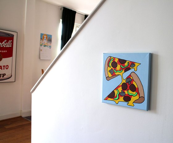 Two Slice Pizza Pop Art Painting On Canvas
