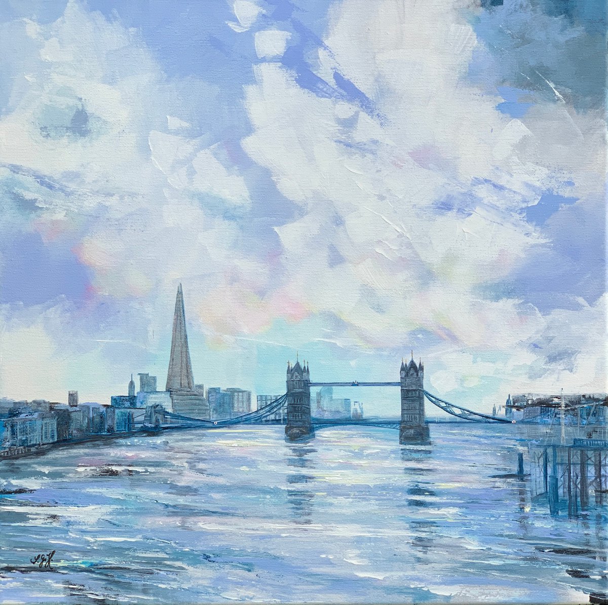 Impressionistic Cityscapes Acrylic Painting By Sandra Gebhardt-Hoepfner, 20 X 20", London, Original Artwork