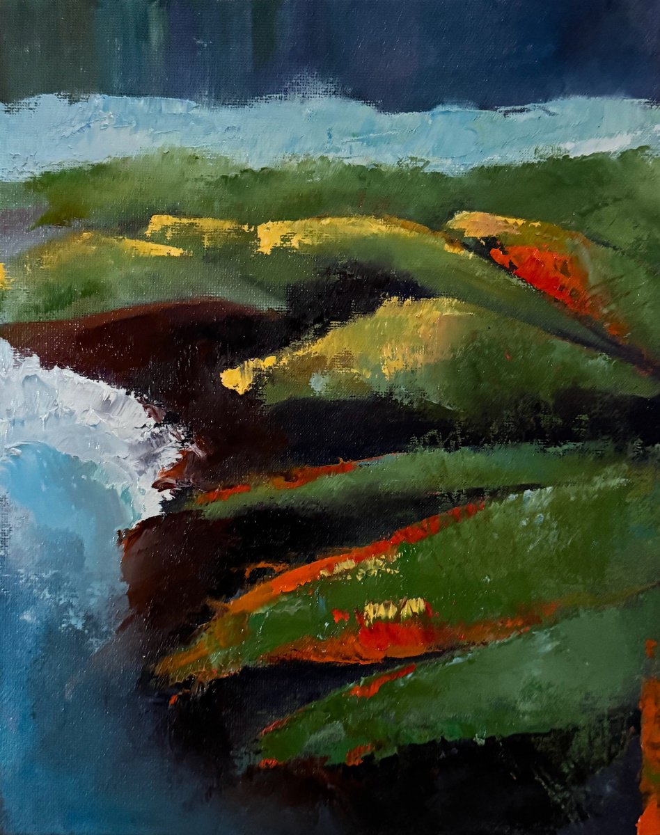 Organic Abstract Oil Painting By Lola Jovan, 8 X 10", These Numbered Days, Original Artwork