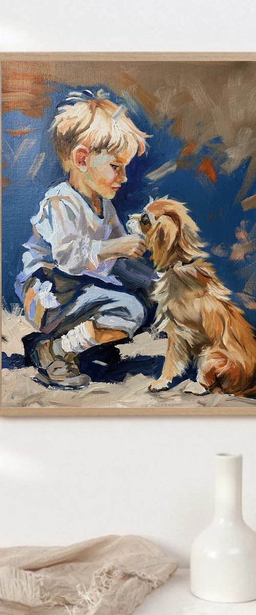 Boy with a dog. by Vita Schagen