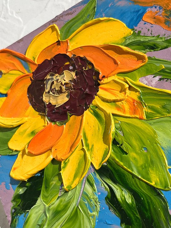 Sunflower oil impasto painting