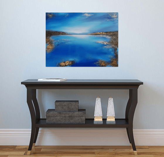 A large original modern semi-abstract seascape painting "Depth of the sea"