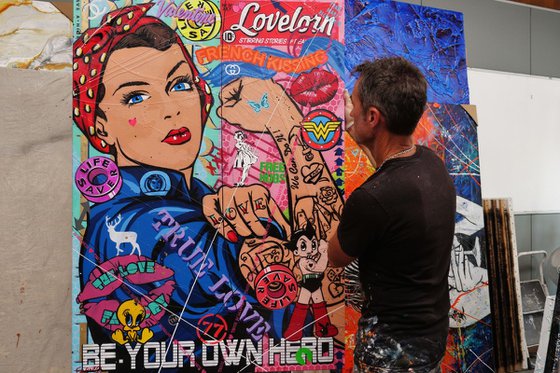 Your Own Hero Rosie 140cm x 100cm Rosie The Riveter Textured Urban Pop Art