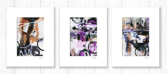 The Music In Abstract Collection 1 - 3 Abstract Paintings in mats by Kathy Morton Stanion