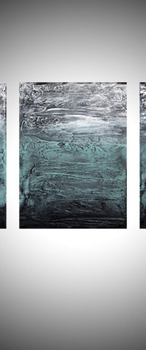 Turquoise Triptych"3 panel canvas by Stuart Wright