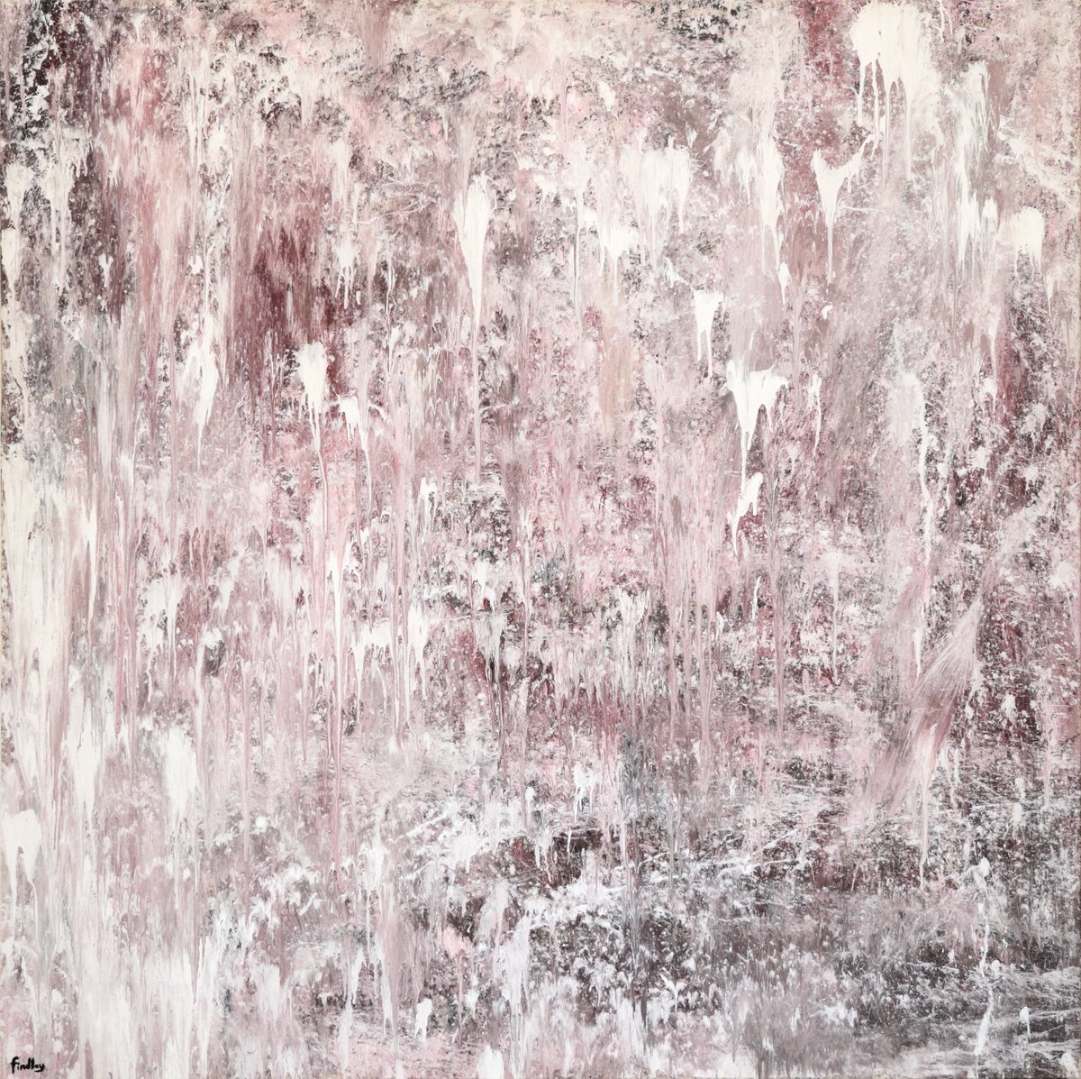 Organic Abstract Acrylic Painting By Simon Findlay, 59 X 59", Red Mountains, Original Artwork