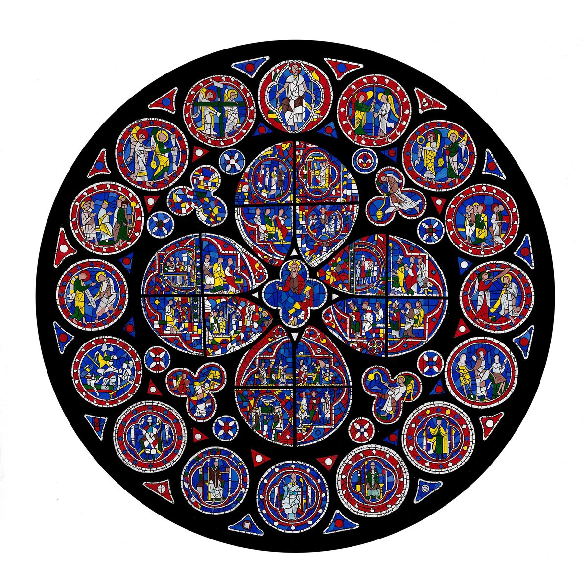 Illustrative Cityscapes Painting By Shelley Ashkowski, 22 X 22", Lincoln Cathedral North Rose Window, Original Artwork