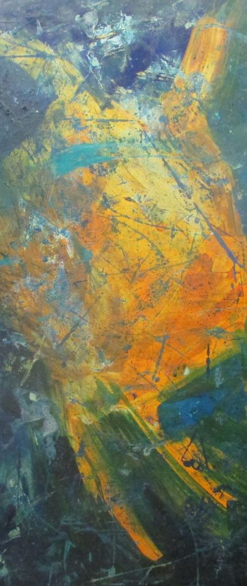 big blue abstract - informel painting xl 39x39 inch by Sonja Zeltner-Müller