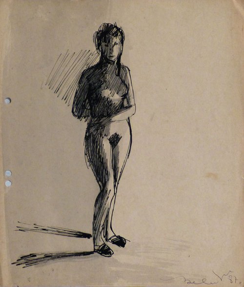 Standing Nude 7, 27x24 cm by Frederic Belaubre