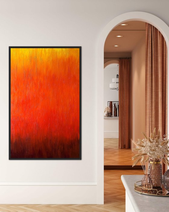 Flame, large abstract painting 110-70cm