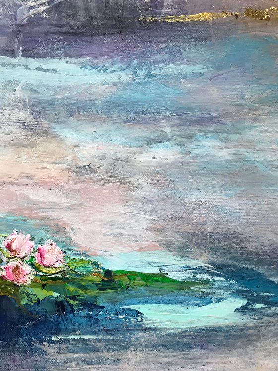 Impressionistic water lilies