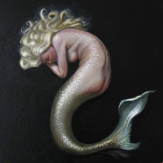 Nimue, mermaid circular oil painting