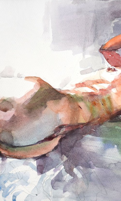 nude back ( awakening ) by Goran Žigolić Watercolors