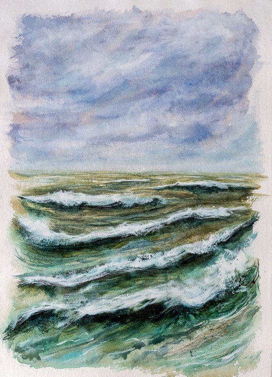 "Ocean Diary, October 21st, 2019" mixed-media painting