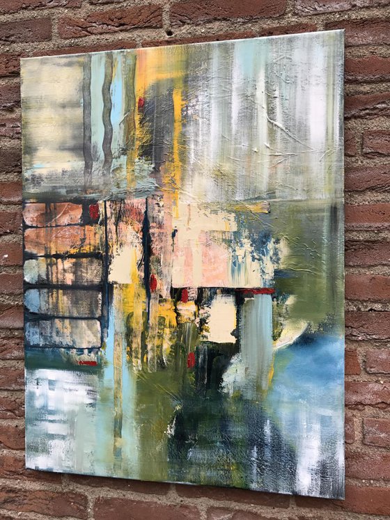 "Window" ,  Lyrical Abstract Acrylic Painting - 24x32 inches