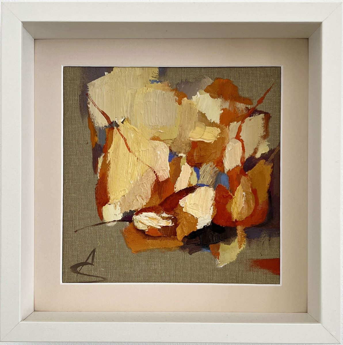 Abstract Still Life Oil Painting By Ana Saut, 11 X 11, Heartwarming Connection/Abstract Still Life, Original Artwork