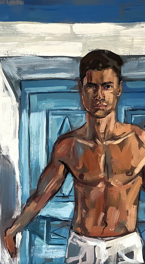 MALE NUDE GAY EROTIC ART NAKED MAN PAINTING by Emmanouil Nanouris