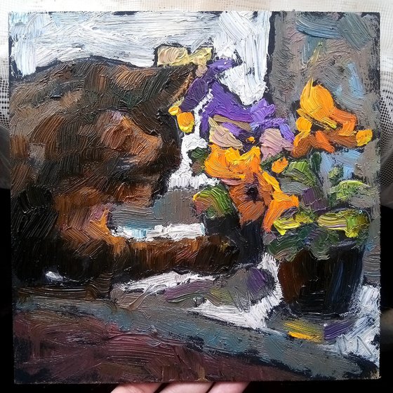 Cat with Pansies/2022