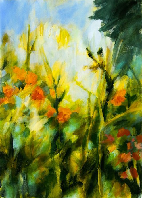 Autumn in the garden 2 - floral abstract by Fabienne Monestier