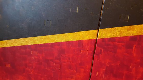 On the Hot roof - XXL  210 x 100 cm  triptych abstract painting