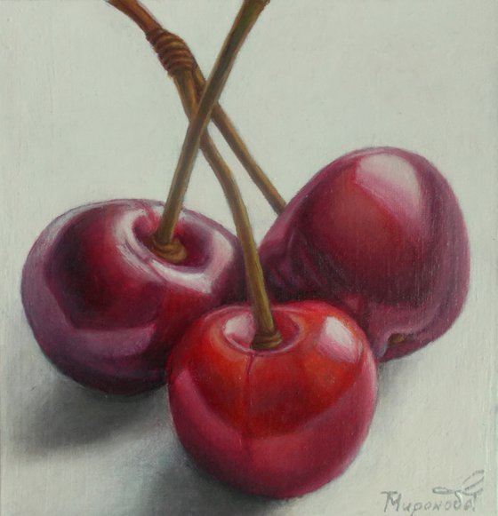 "Trio", cherry painting