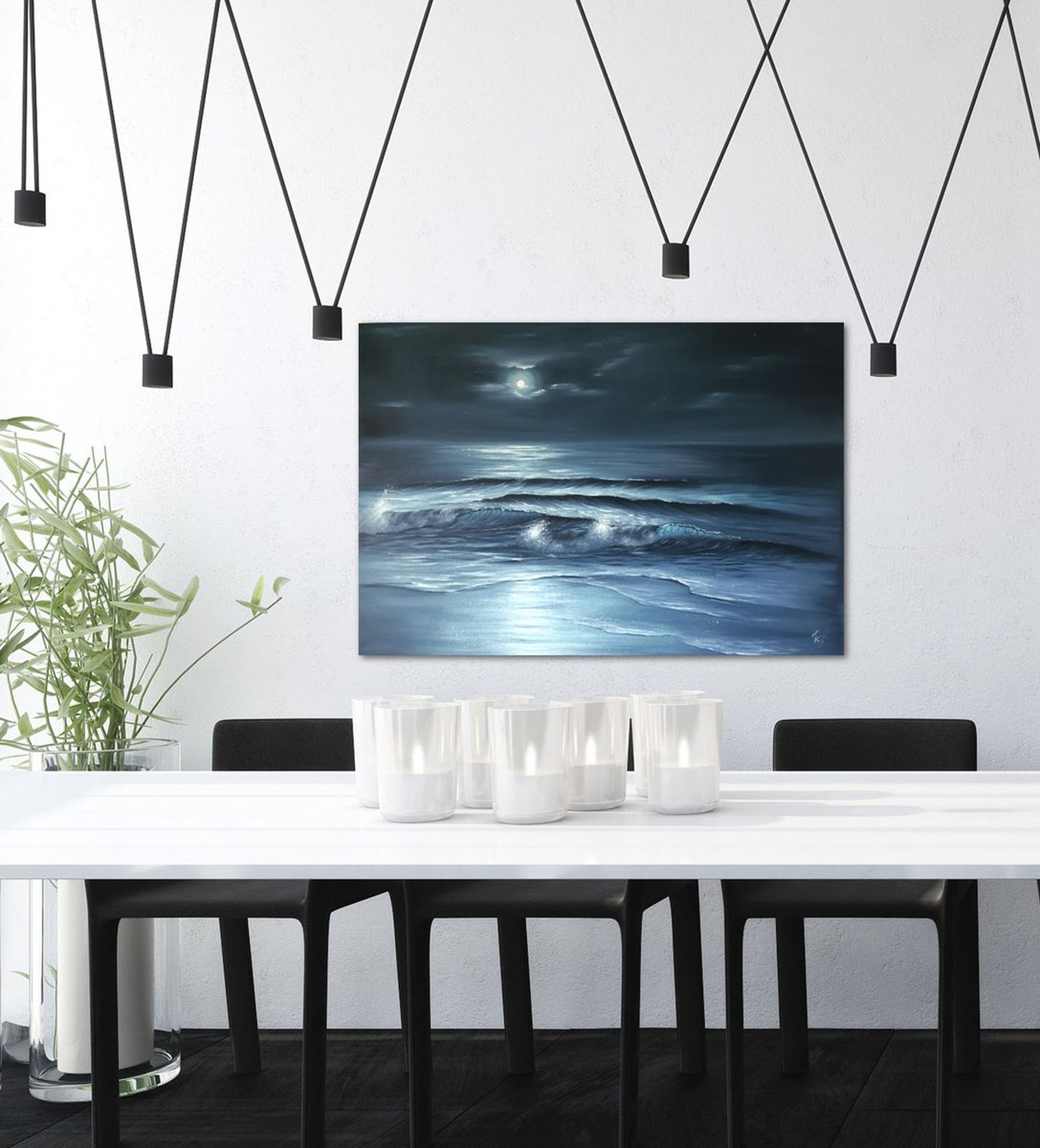 Moon Dance Full Moon Over The Ocean Painting Artfinder